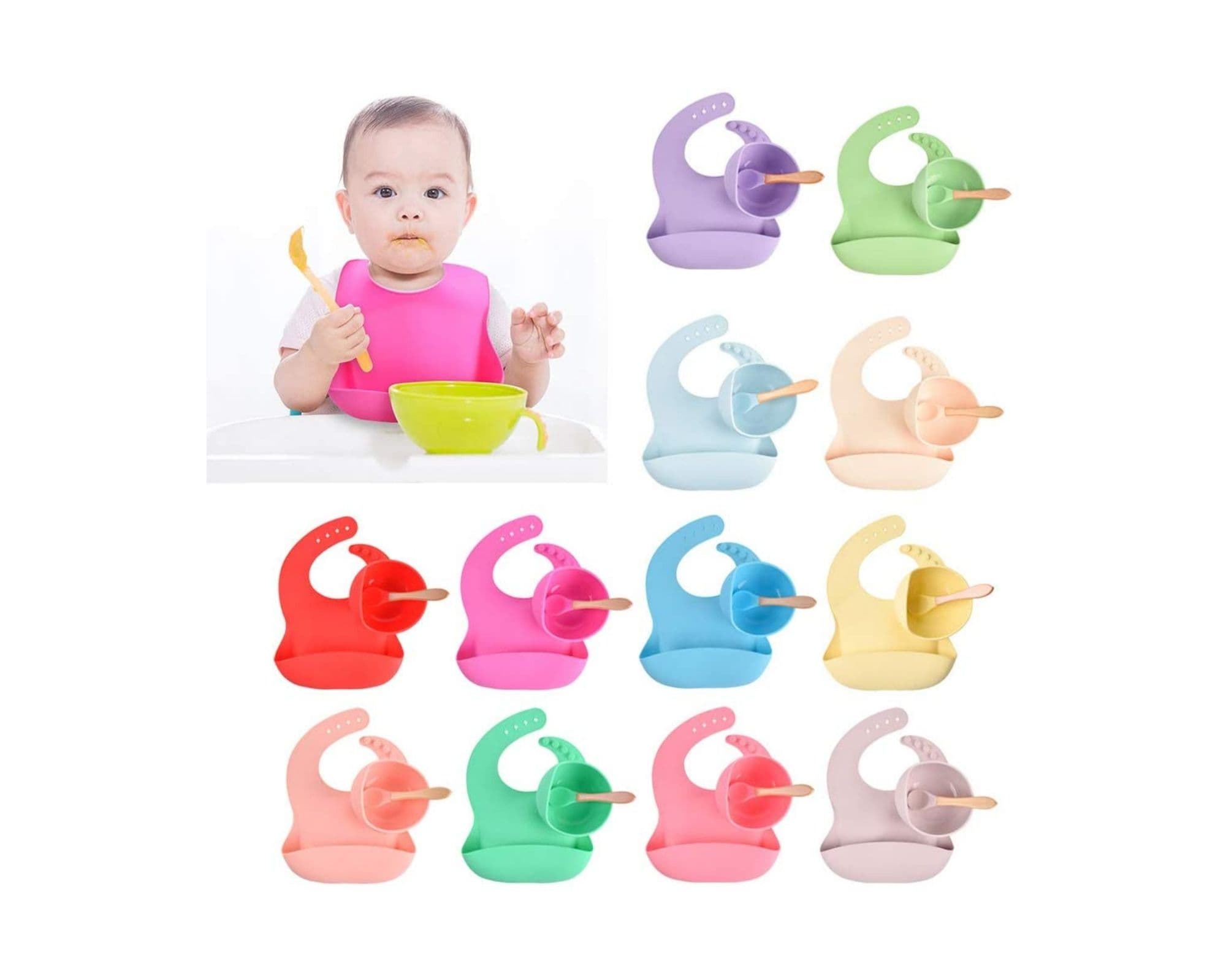 Ensemble Bavoirs et Bol en Silicone pour Bébé